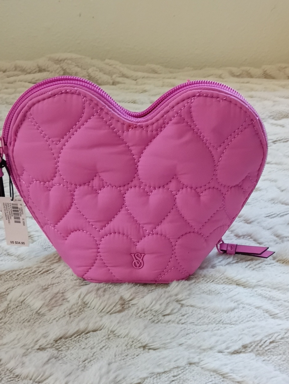 Victoria's Secret Pink Quilted Heart Cosmetic Bag
